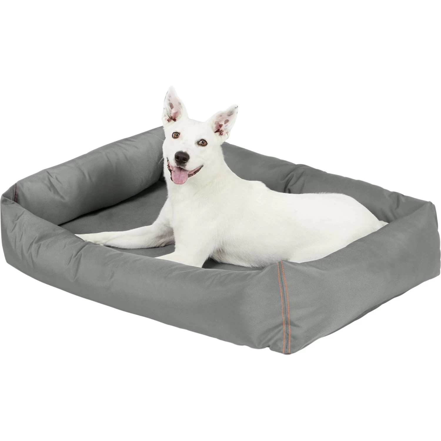 Frisco Rectangular Bolster Dog Bed W/Removable Cover, Dark Gray - Image 4