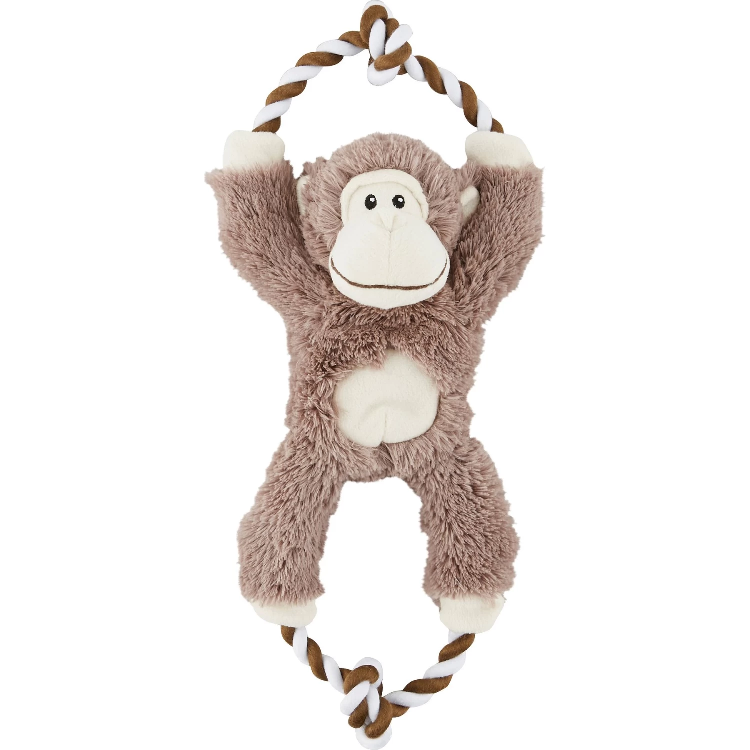 Frisco Monkey Plush With Rope Squeaky Dog Toy