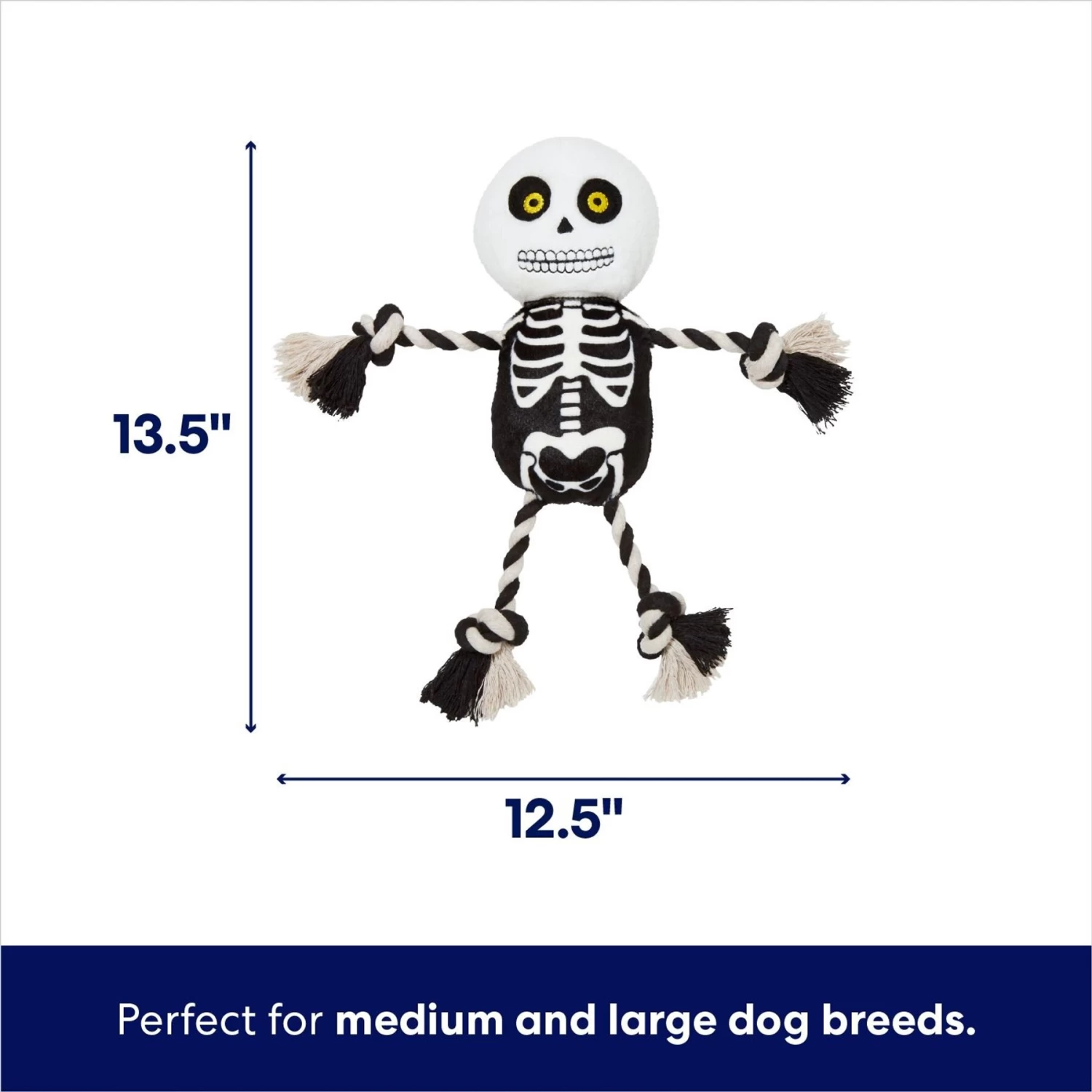 Frisco Halloween Skeleton Plush With Rope Squeaky Dog Toy - Image 2