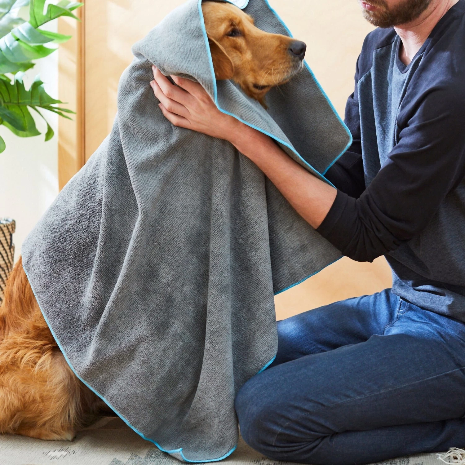 Frisco Microfiber Dog & Cat Bath Towel, Gray, 44-inch - Image 4