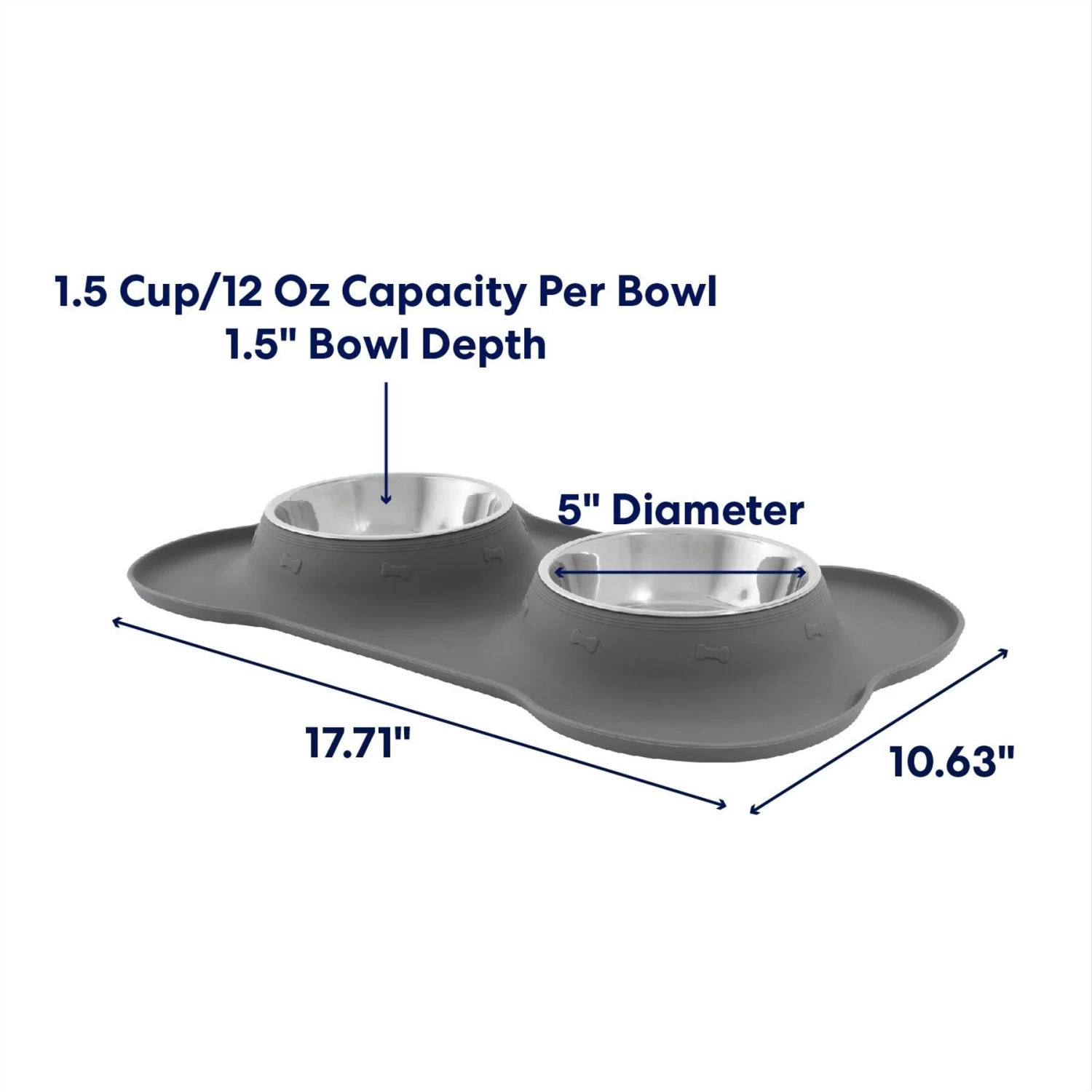 Frisco Silicone Stainless Steel Double Diner Dog & Cat Bowl - Image 2