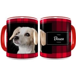 Frisco Plaid Red Personalized Coffee Mug, 11-oz