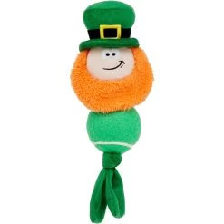 Frisco St. Patrick's Leprechaun Plush With Tennis Ball Squeaky Dog Toy