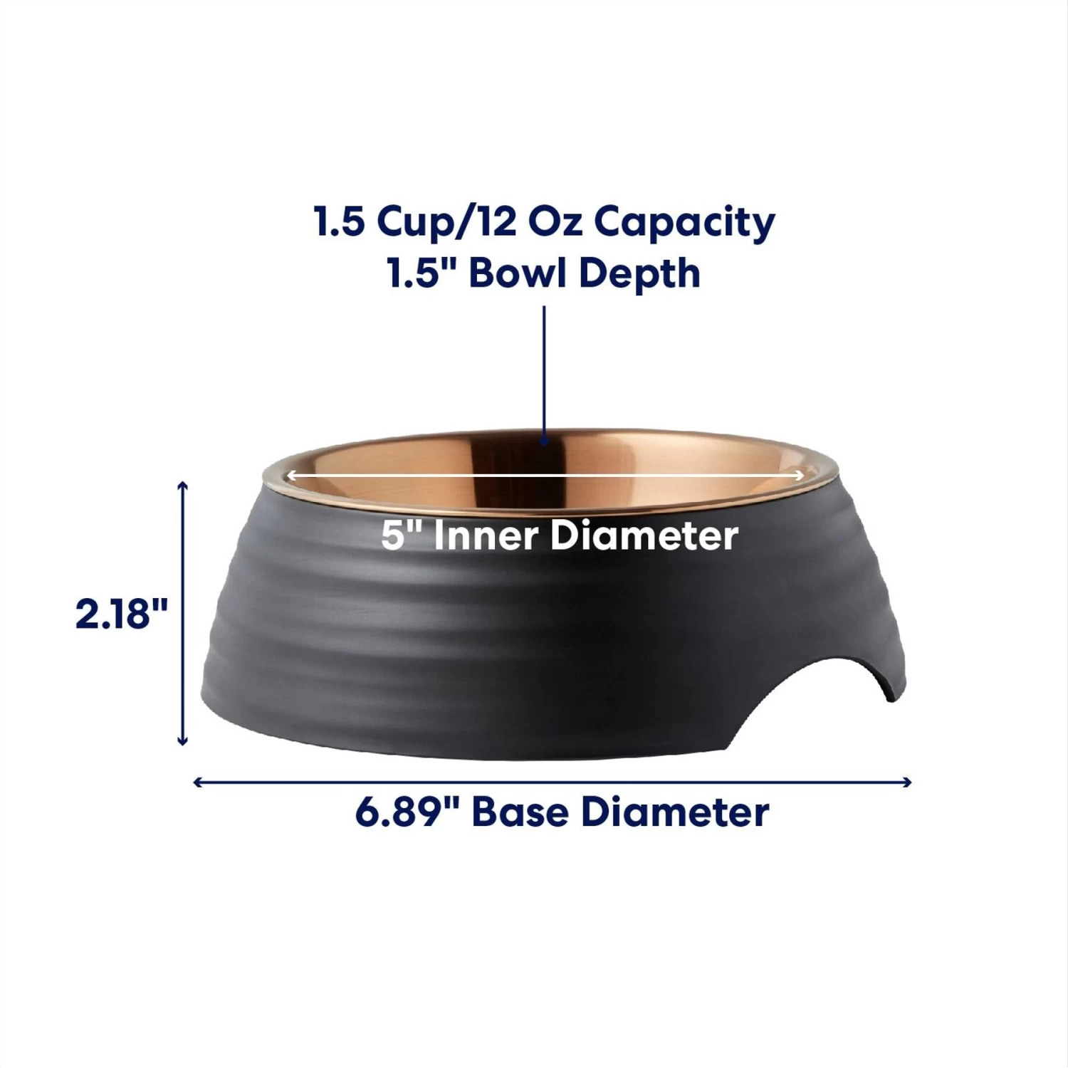 Frisco Matte Black Design Light Copper Stainless Steel Dog & Cat Bowl - Image 2