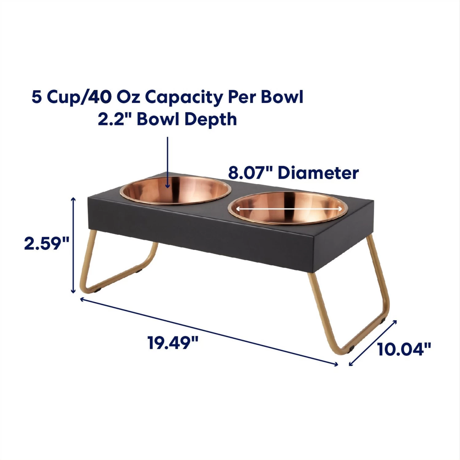 Frisco Copper Stainless Steel Elevated Foldable Double Dog & Cat Bowls - Image 2