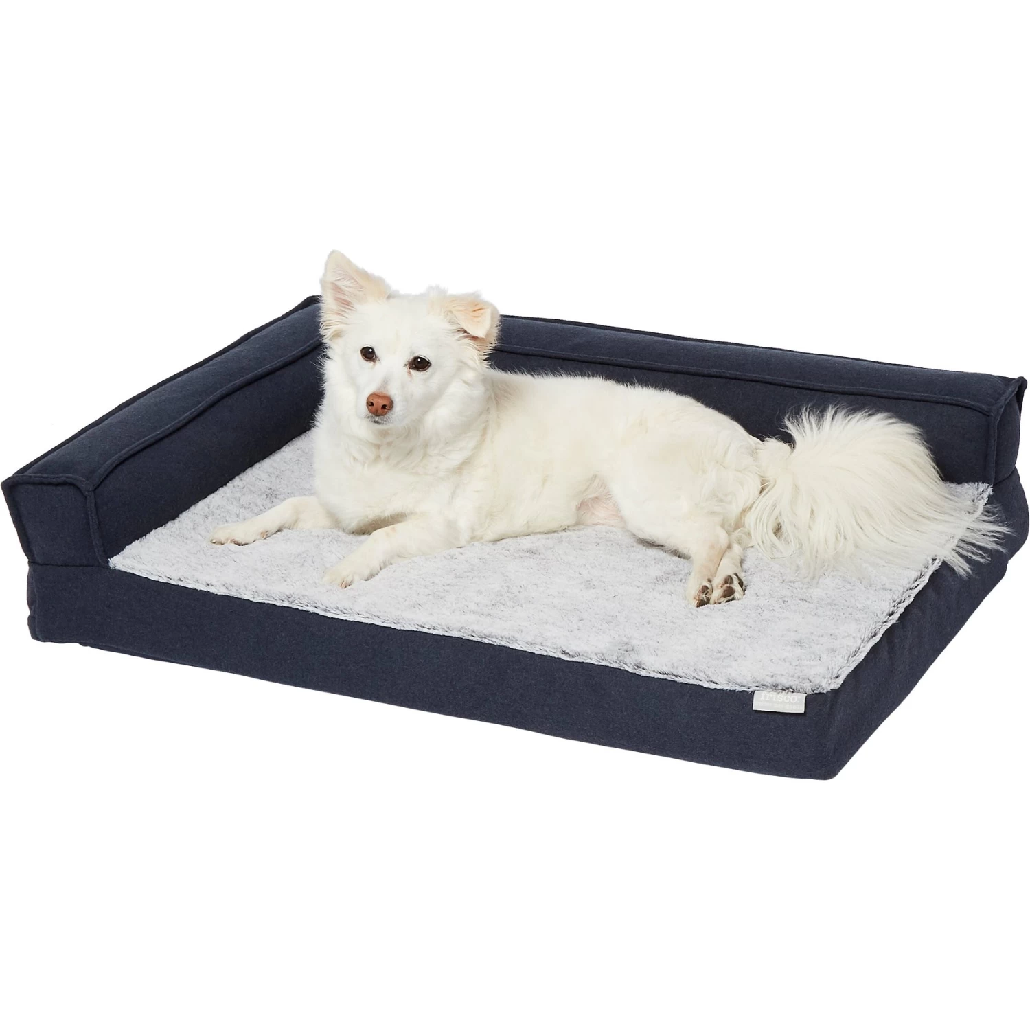 Frisco Faux Felt Orthopedic Corner Sofa Bolster Dog Bed W/Removable Cover - Image 3