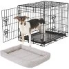 Frisco Fold & Carry Double Door Collapsible Wire Dog Crate & Frisco Gray Basket Weave Dog Crate Mat