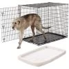 Frisco Heavy Duty Single Door Wire Dog Crate & Frisco Quilted Dog Crate Mat