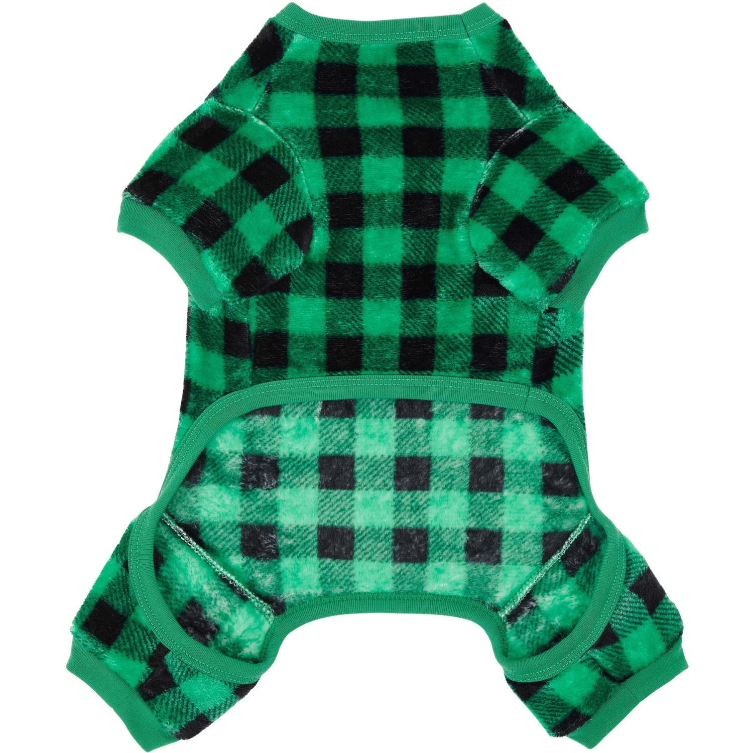 Frisco Dog & Cat Cozy Plush Fleece PJs, Green Plaid - Image 5