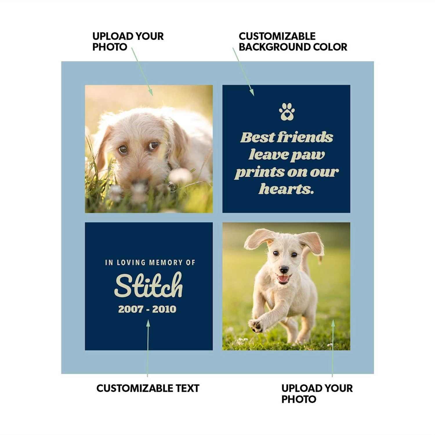 Frisco Personalized "Best Friends" Memorial Ceramic Photo Tile With Stand, 8" X 10" - Image 2