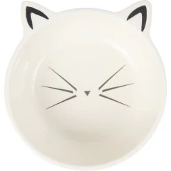 Frisco Cat Face Non-skid Ceramic Cat Bowl, White