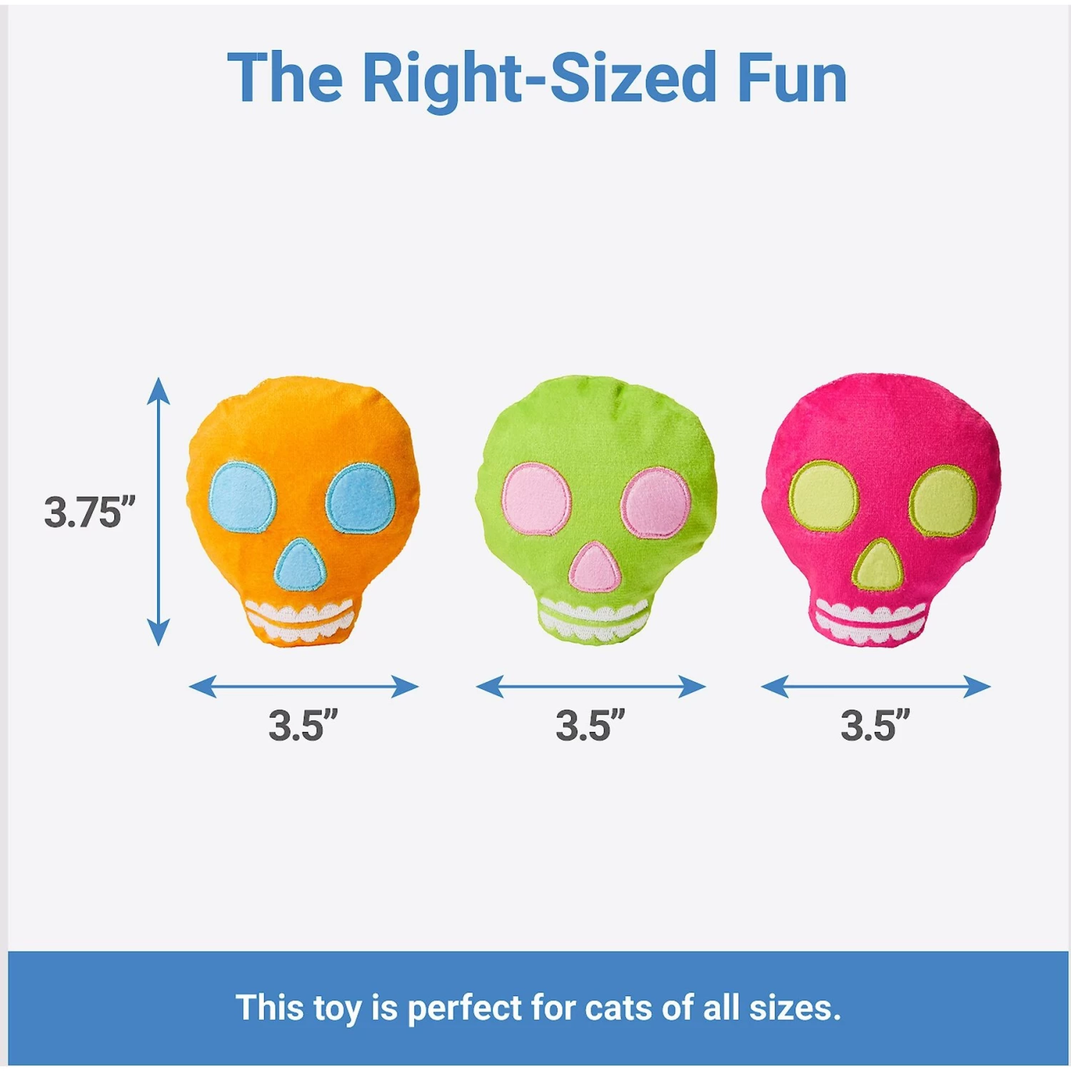 Frisco Colorful Skulls Plush Cat Toy With Catnip, 3 Count - Image 2