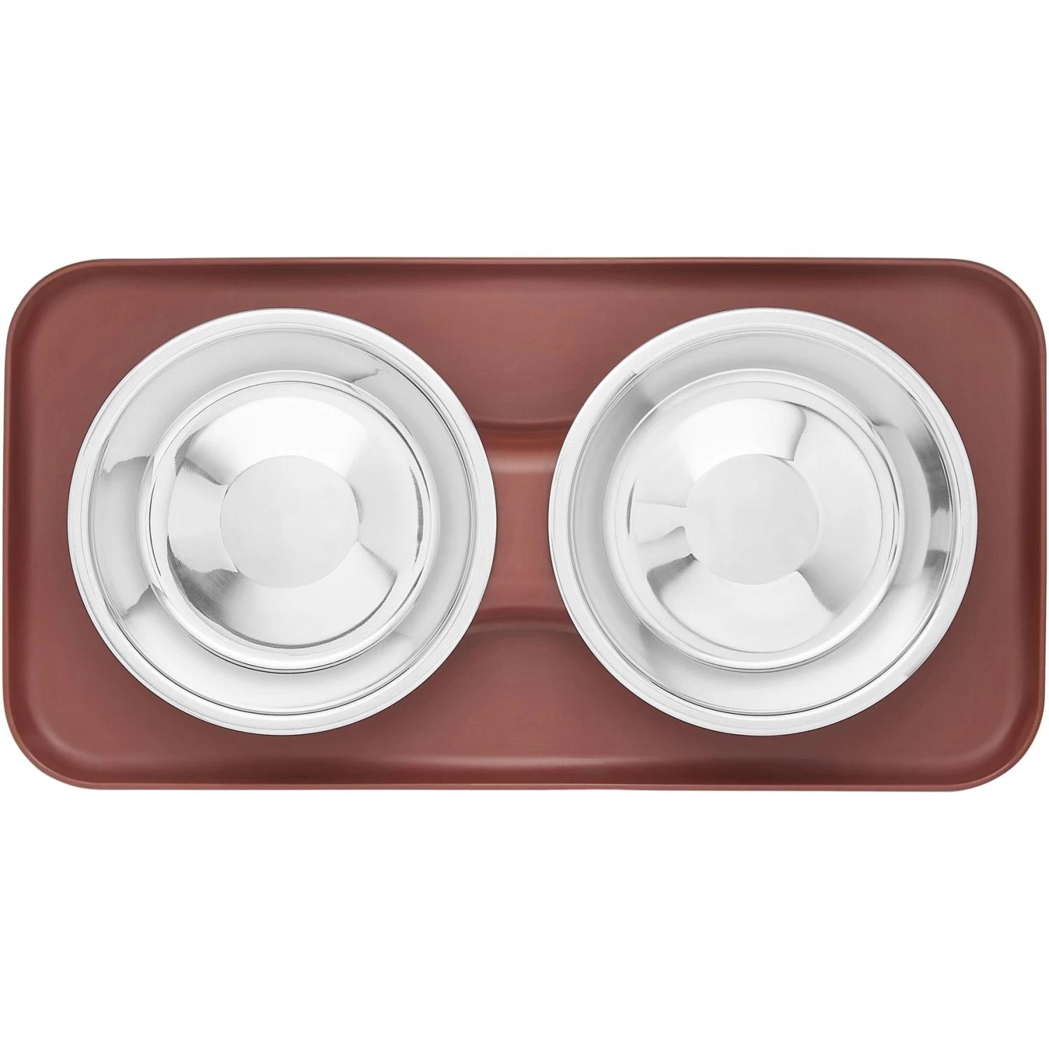 Frisco Silicone Stainless Steel Double Diner Dog & Cat Bowl, Brown - Image 5