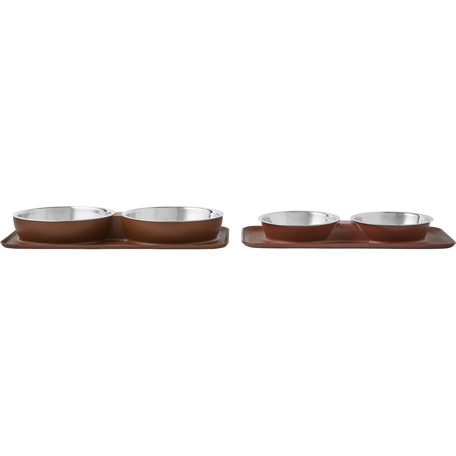 Frisco Silicone Stainless Steel Double Diner Dog & Cat Bowl, Brown - Image 6