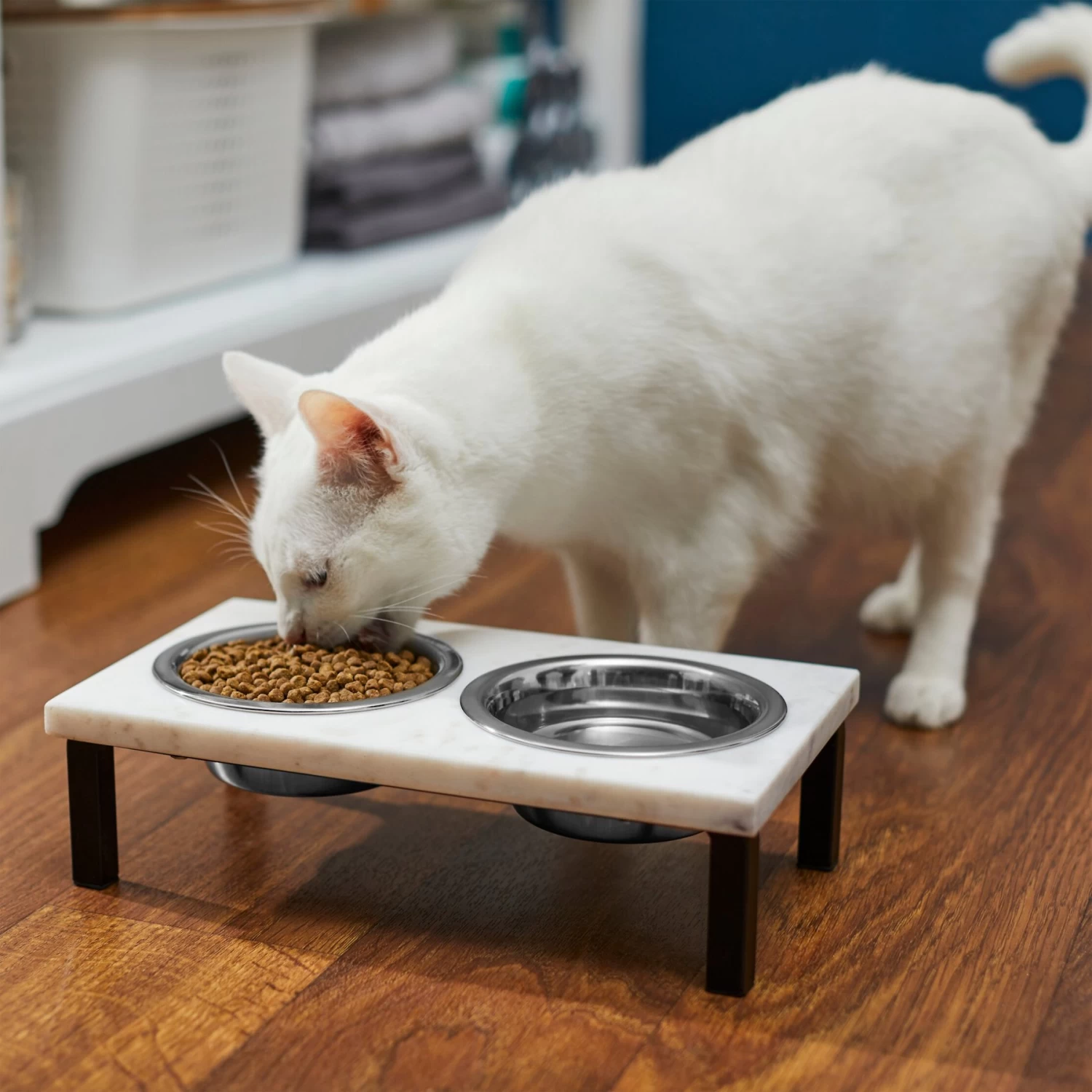 Frisco Marble Elevated Stainless Steel Double Diner Dog & Cat Bowls - Image 4