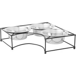 Frisco Multi Pet Feeding Corner 3-Bowls Stainless Steel Dog & Cat Bowl