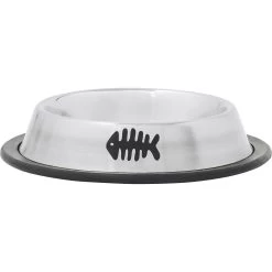 Frisco Fish Print Non-Skid Stainless Steel Dish Cat Bowl