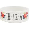 Frisco Flower Ceramic Personalized Dog Bowl