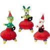 Frisco Holiday Alien Santa & Friends UFO's Plush Squeaky Dog Toy, 3 Count