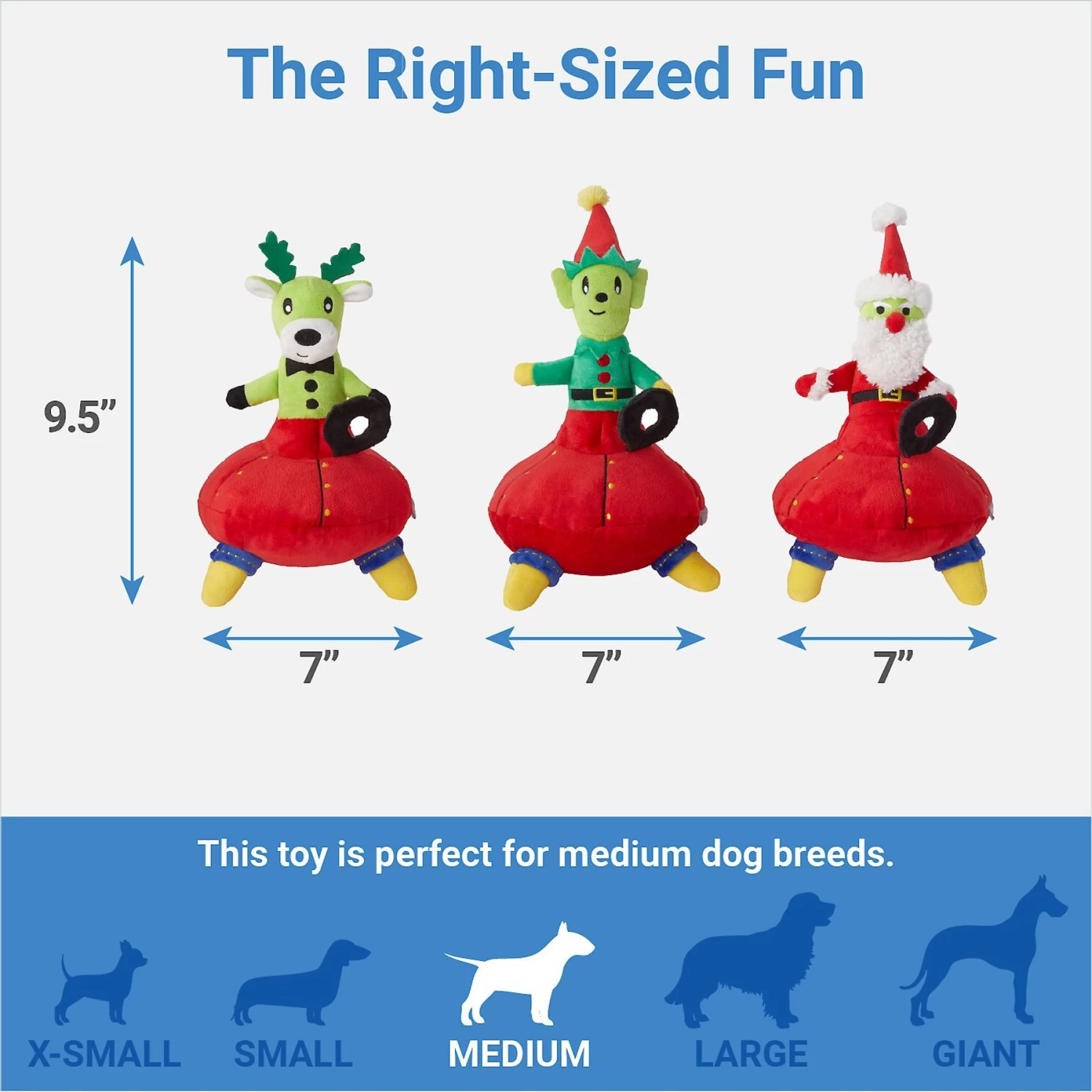 Frisco Holiday Alien Santa & Friends UFO's Plush Squeaky Dog Toy, 3 Count - Image 2