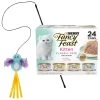 Fancy Feast Tender Feast Variety Pack Canned Kitten Food & Frisco Bird With Feathers Teaser Wand Cat Toy With Catnip