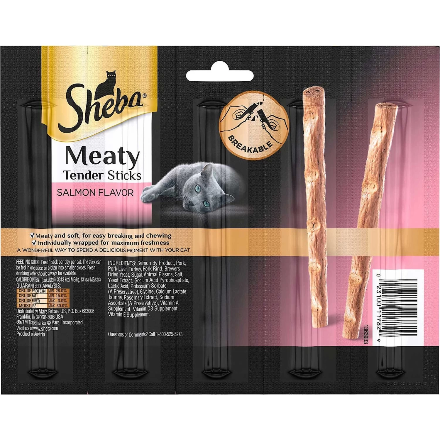 Sheba Meaty Tender Sticks Salmon Flavored Soft Adult Cat Treats & Frisco Plush, Teaser, Ball & Tunnel Variety Pack Cat Toy With Catnip - Image 3