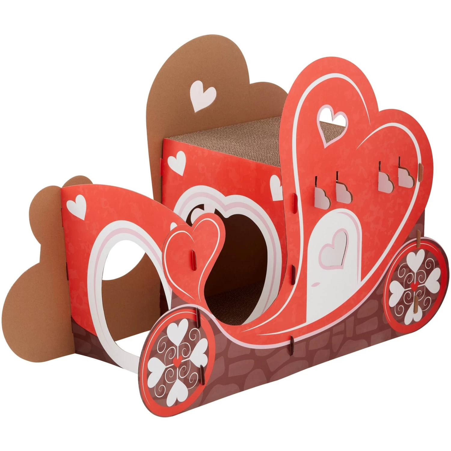Frisco Valentine Love Carriage Cardboard Cat House, 2-Story