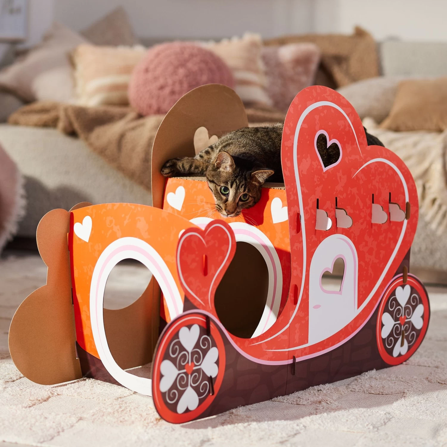 Frisco Valentine Love Carriage Cardboard Cat House, 2-Story - Image 5