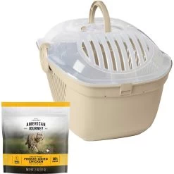 Frisco Top Loading Cat Kennel & American Journey 100% Chicken Freeze-Dried Grain-Free Cat Treats