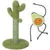 Frisco Cactus Cat Scratching Post & Frisco Dangly Avocado Buddy Plush Cat Toy With Catnip