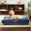 Frisco Personalized Navy Bolstered Bed With Navy Check Bolster, X-Large