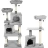 Frisco 61-in Faux Fur Cat Tree & Condo & Frisco 38-in Cat Tree With Condo, Top Perch & Toy