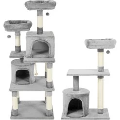 Frisco 61-in Faux Fur Cat Tree & Condo & Frisco 38-in Cat Tree With Condo, Top Perch & Toy