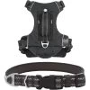 Frisco Outdoor Premium Ripstop Nylon Dog Harness With Pocket & Frisco Outdoor Nylon Reflective Comfort Padded Dog Collar
