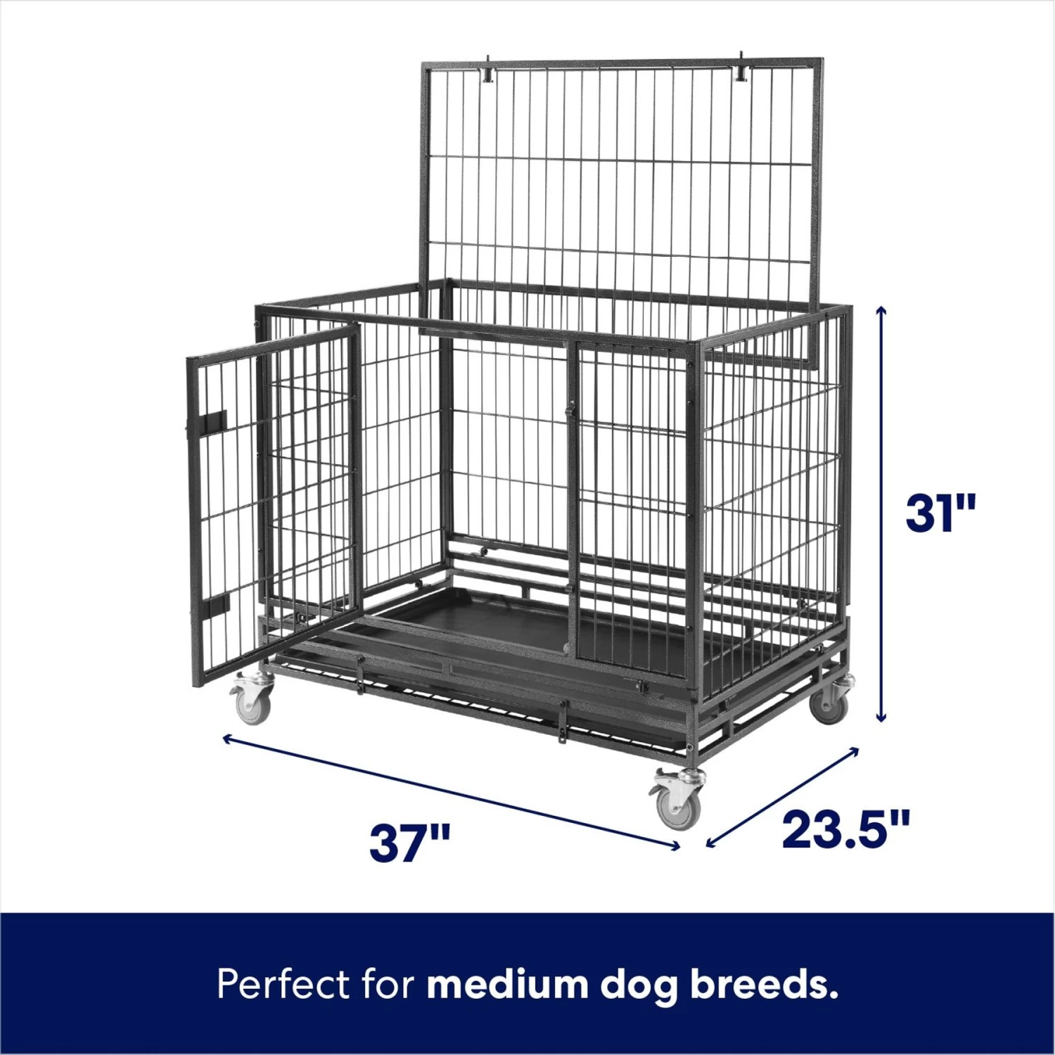 Frisco Ultimate Lightweight Heavy Duty Foldable & Stackable Steel Metal Single Door Dog Crate - Image 2