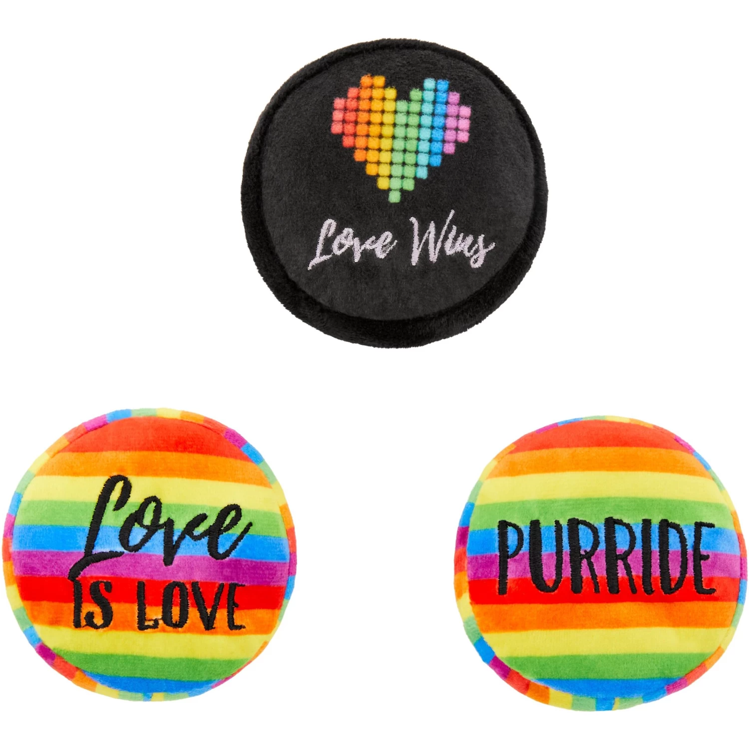 Frisco Pride Buttons Plush Cat Toy With Catnip, 3 Count