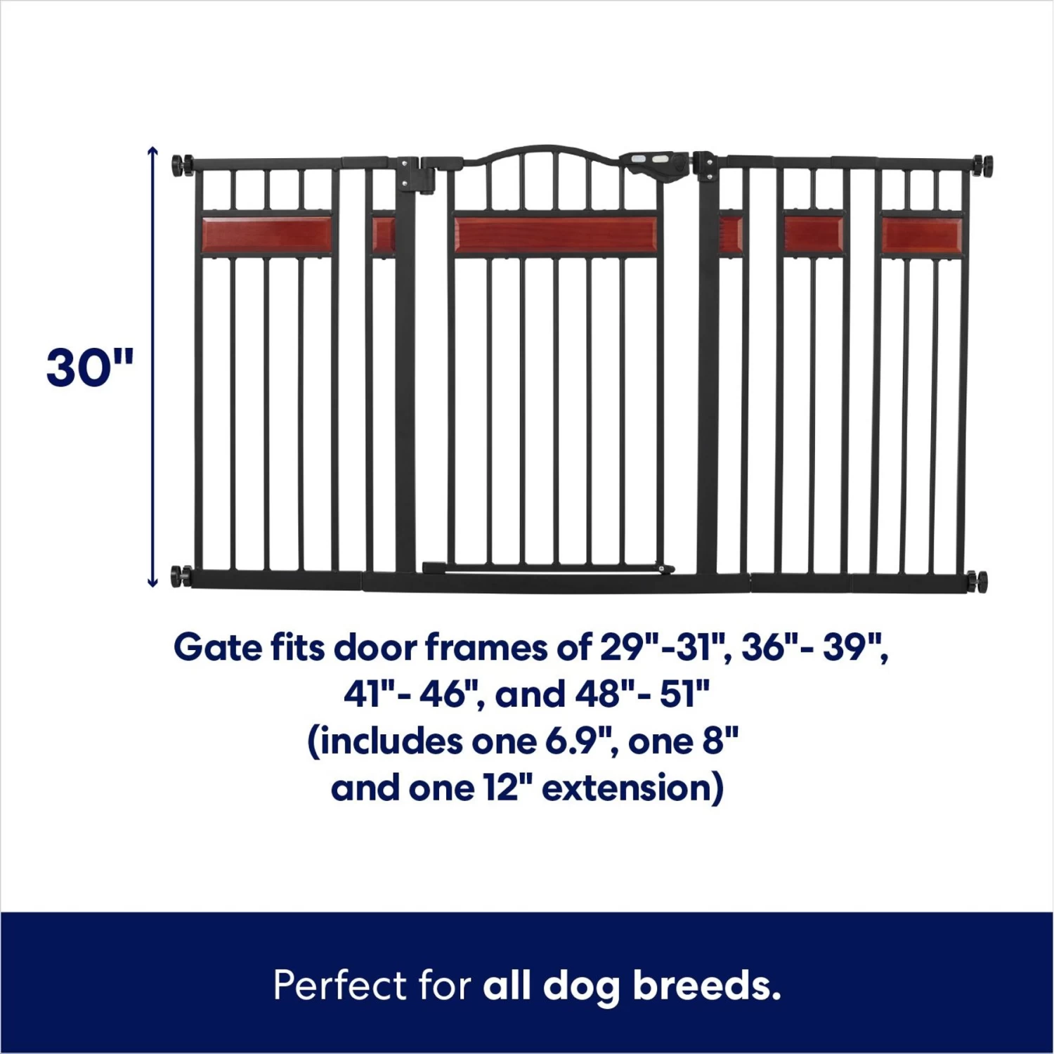 Frisco Wood Accents Extra Wide Auto-close Pet Gate, 30-in - Image 2