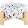 Frisco Elevated Terrazzo Non-skid Ceramic Bowl With Bamboo Stand