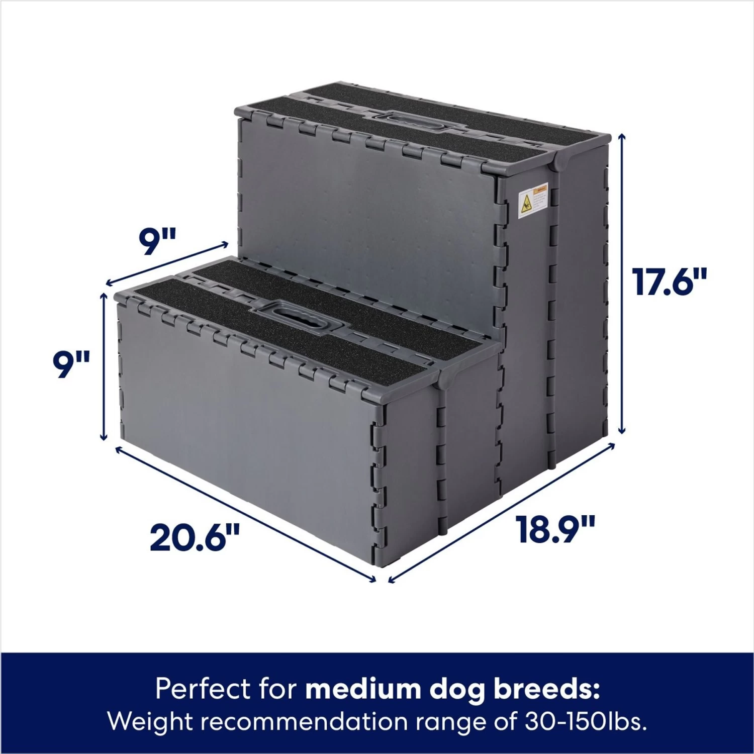 Frisco Foldable Cat & Dog Plastic Stairs, Grey - Image 2