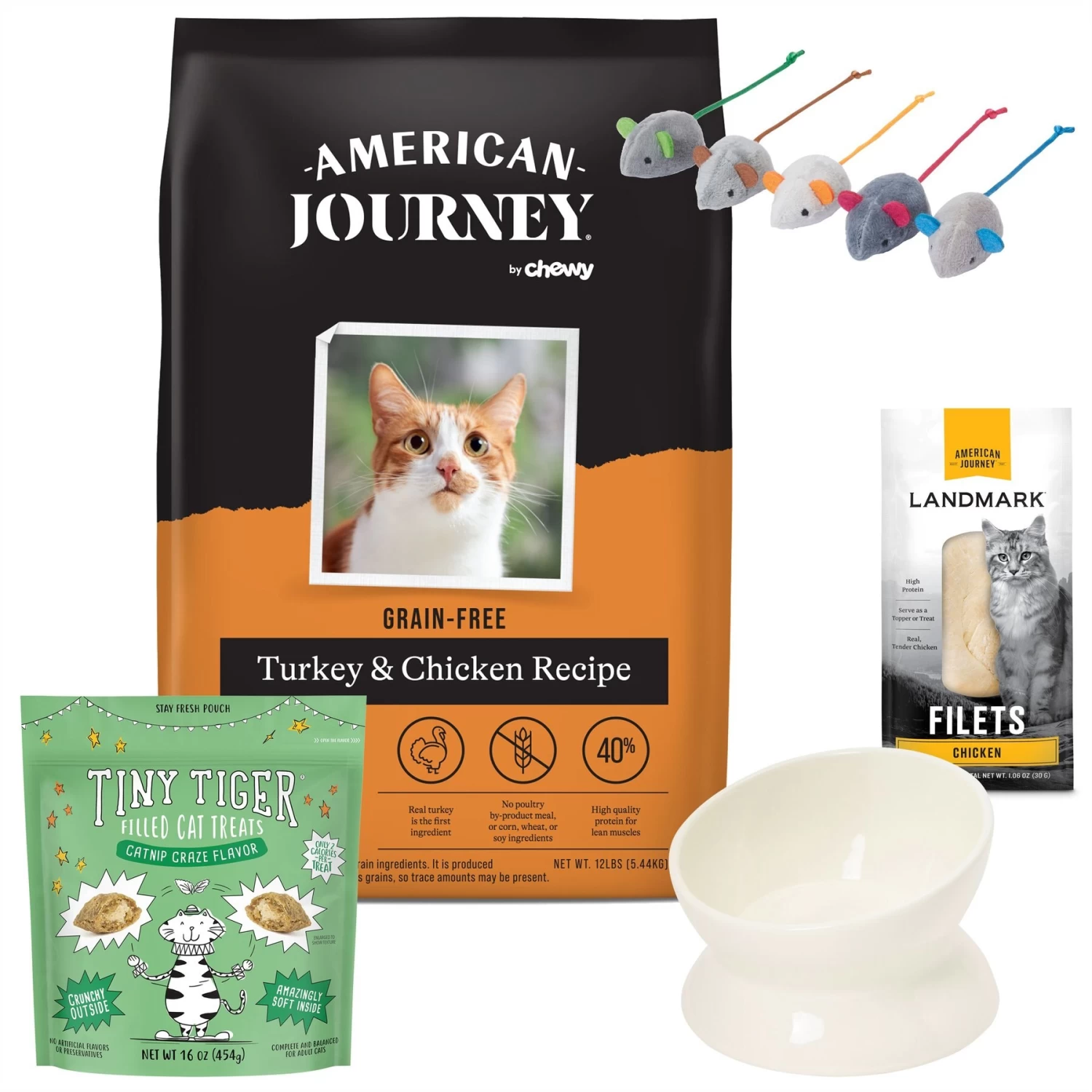 American Journey Turkey & Chicken Recipe Grain-Free Dry Cat Food + 4 Items