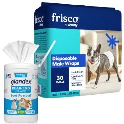 Vetnique Labs Glandex Wipes Rear End Anal Gland Cleansing & Deodorizing Hygienic Rear End Boot The Scoot Dog & Cat Wipes & Frisco Disposable Male Dog Wraps