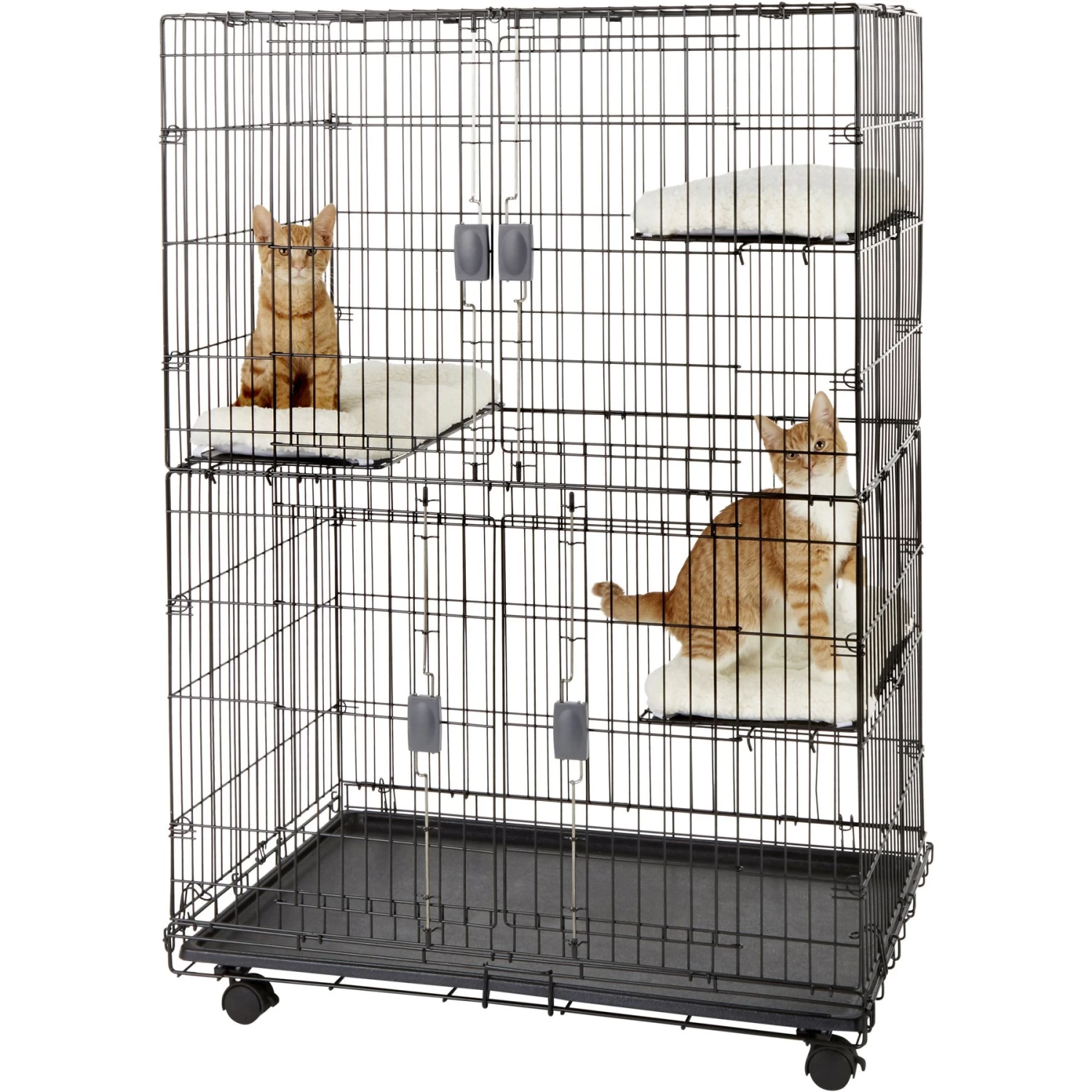 Frisco Collapsible Wire Cat Cage Playpen & Van Ness High Side Corner Cat Litter Pan, Blue - Image 2