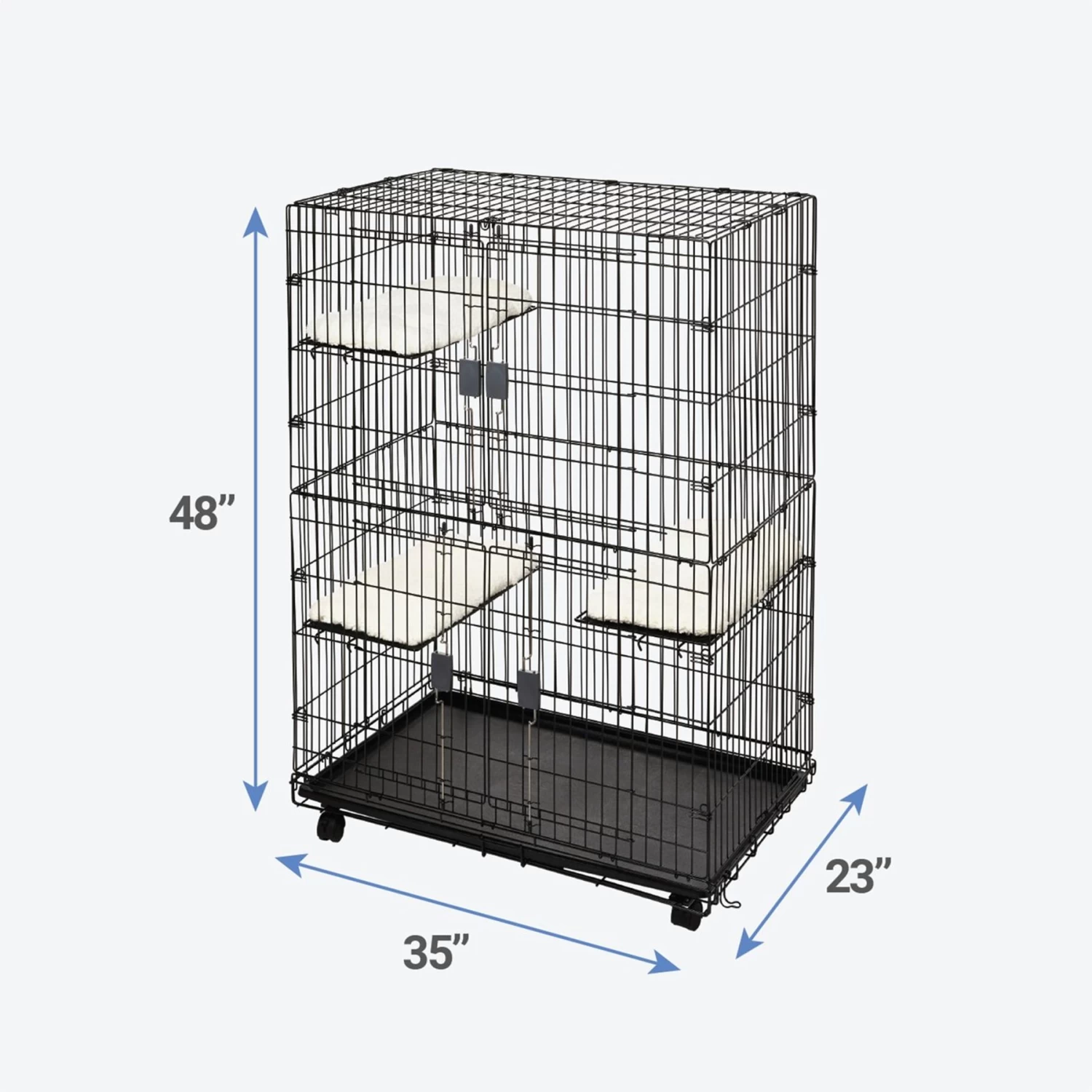 Frisco Collapsible Wire Cat Cage Playpen & Van Ness High Side Corner Cat Litter Pan, Blue - Image 3