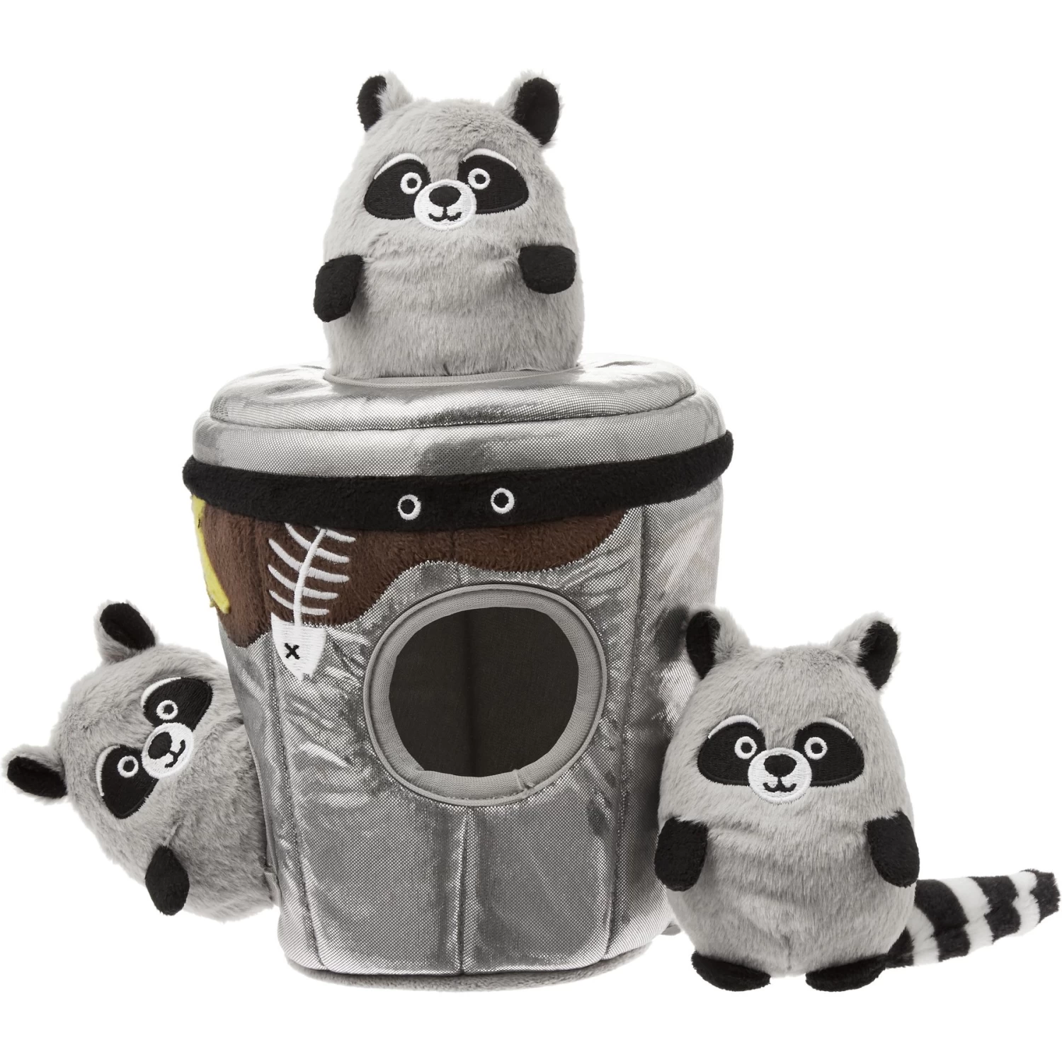 Frisco Trash Can & Raccoons Hide & Seek Puzzle Plush Squeaky Dog Toy & ZippyPaws Burrow Squeaky Hide & Seek Plush Dog Toy, Hedgehog Den - Image 2