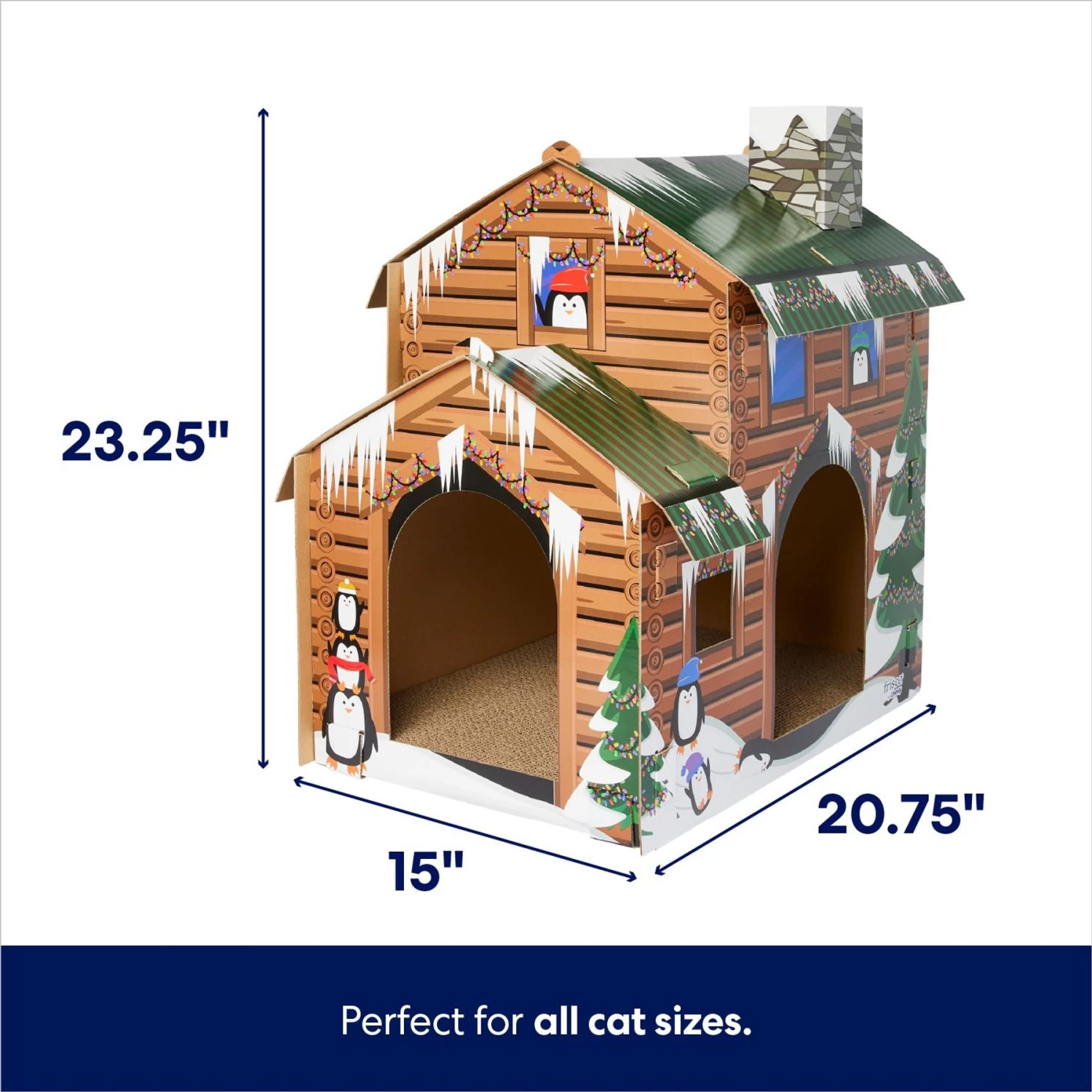 Frisco Holiday Log Cabin Cardboard Cat House & Frisco Holiday Santa's Workshop Cardboard Cat House - Image 3